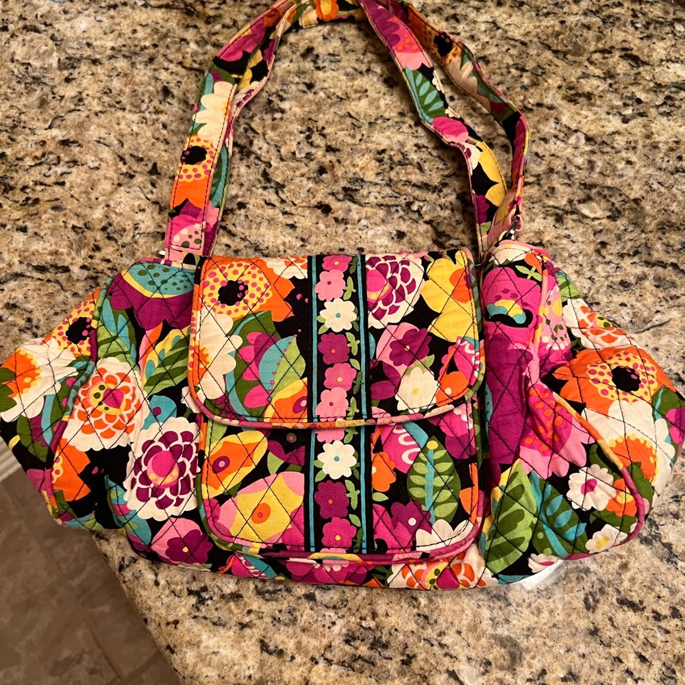 Vera Bradley Pink and Orange Shoulder Bag with Vibrant Patterns